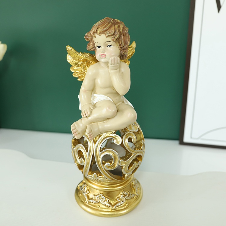 Wholesale French Retro Roman Column resin angel statue home living room wine cabinet ornament resin crafts