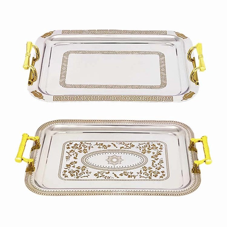 Newest Style Trays Stainless Steel Deep Rectangle Serving Tray Stainless Steel Rolling Tray For Restaurant