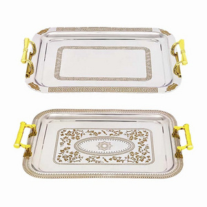 Newest Style Trays Stainless Steel Deep Rectangle Serving Tray Stainless Steel Rolling Tray For Restaurant