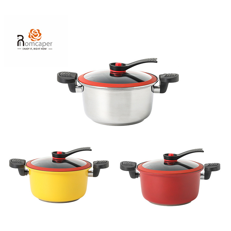 Multi-Color High Quality Glass Cover Featured 304 Stainless Steel With Handle Non-Stick Stovetop Micro Pressure Cooker