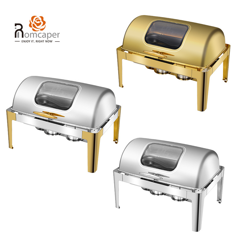 Wholesale restaurant used rectangular silver stainless steel chafing dishes pour buffet