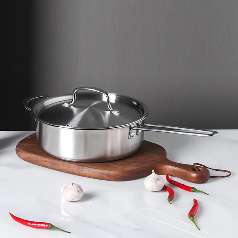 Korean style Custom stainless steel cooking pot wok sauce pan with glass lid casserole set induction frying pan without coating