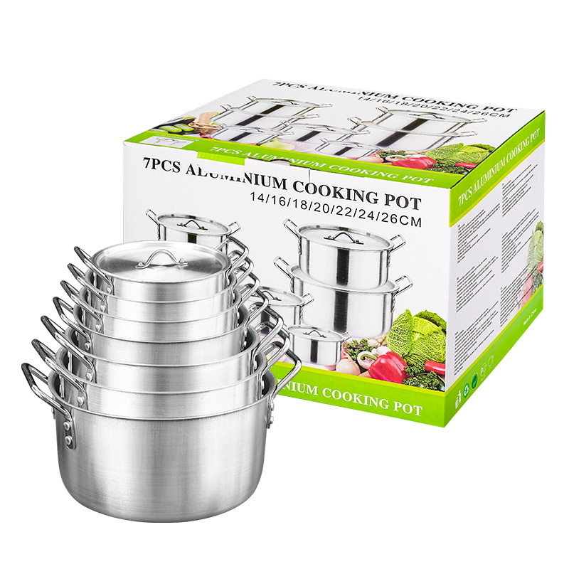 Aluminium Cookware 7pcs/set Big Cooking Pots Aluminum Sets For African And Middle East Market