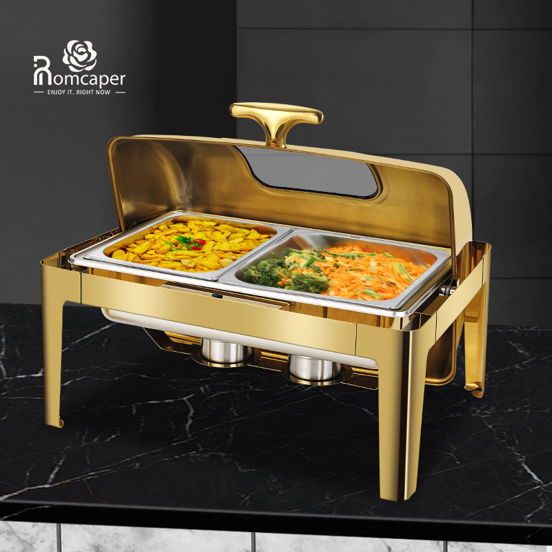 Wholesale restaurant used rectangular silver stainless steel chafing dishes pour buffet