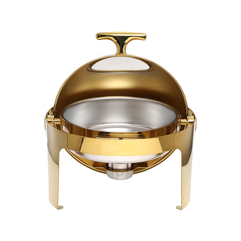 RCP Luxury gold round stainless steel chafing dish buffet set food warmer restaurant catering equipment serving chaffing dish