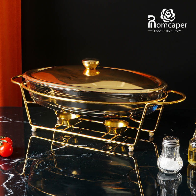 Oval Hotel Wedding Chafing Dish With Fuel Burner Serving Dish Food Warmer