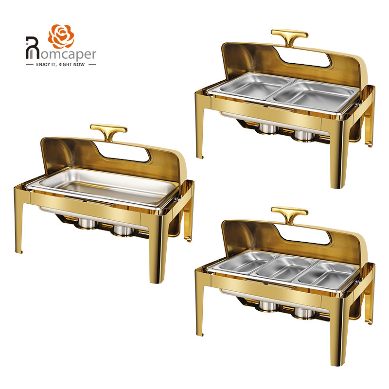 Wholesale restaurant used rectangular silver stainless steel chafing dishes pour buffet