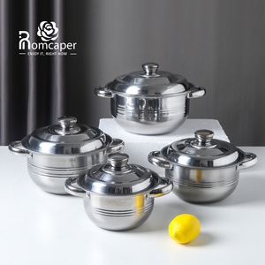 New style non stick 3 4 pcs kitchen wear casseroles stainless steel stock pot soup pot cooking pot set cookware set