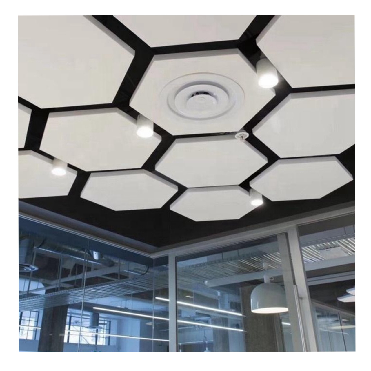 Light weight Decorative Sound Absorbing Panels hexagonal suspended acoustic ceiling baffle