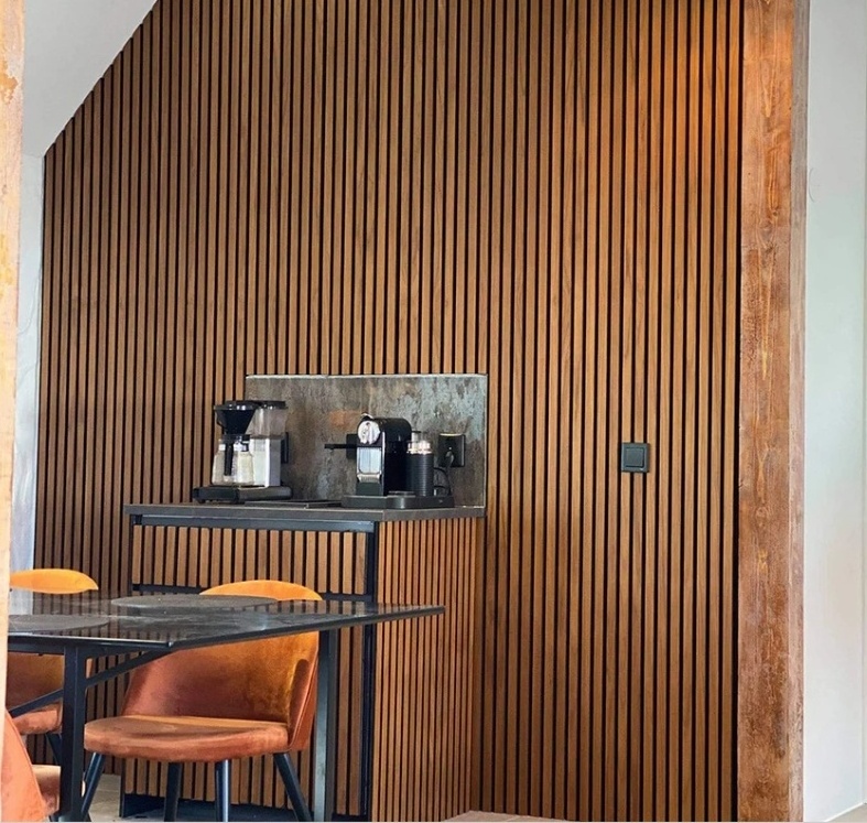 Natural Oak Acoustic Slat Wood Wall Panel Acoustic Slat Wood Wall & Ceiling Panel Noise Reducing Wall Paneling