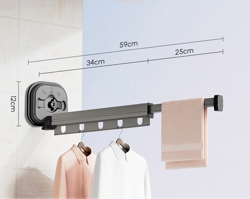 Hot Sale Modern Aluminium Laundry Drying Rack Wall Mounted Folding Clothes and Bag Vacuum Suction Cup by Manufacturer