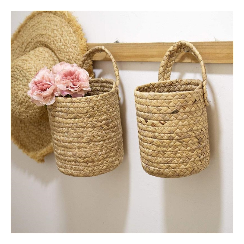 Wall Hanging Floral Grass Woven Gardening Plant Handbag Seaweed Basket-a Stylish Flower Gift Basket for Indoor and Outdoor Use