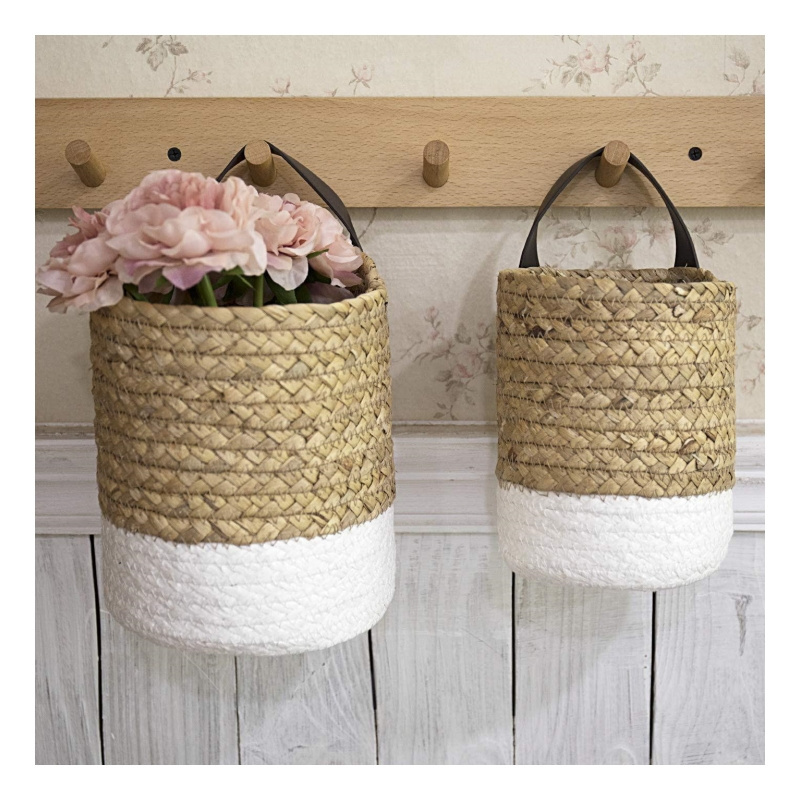 Wall Hanging Floral Grass Woven Gardening Plant Handbag Seaweed Basket-a Stylish Flower Gift Basket for Indoor and Outdoor Use