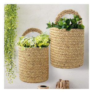 Wall Hanging Floral Grass Woven Gardening Plant Handbag Seaweed Basket-a Stylish Flower Gift Basket for Indoor and Outdoor Use