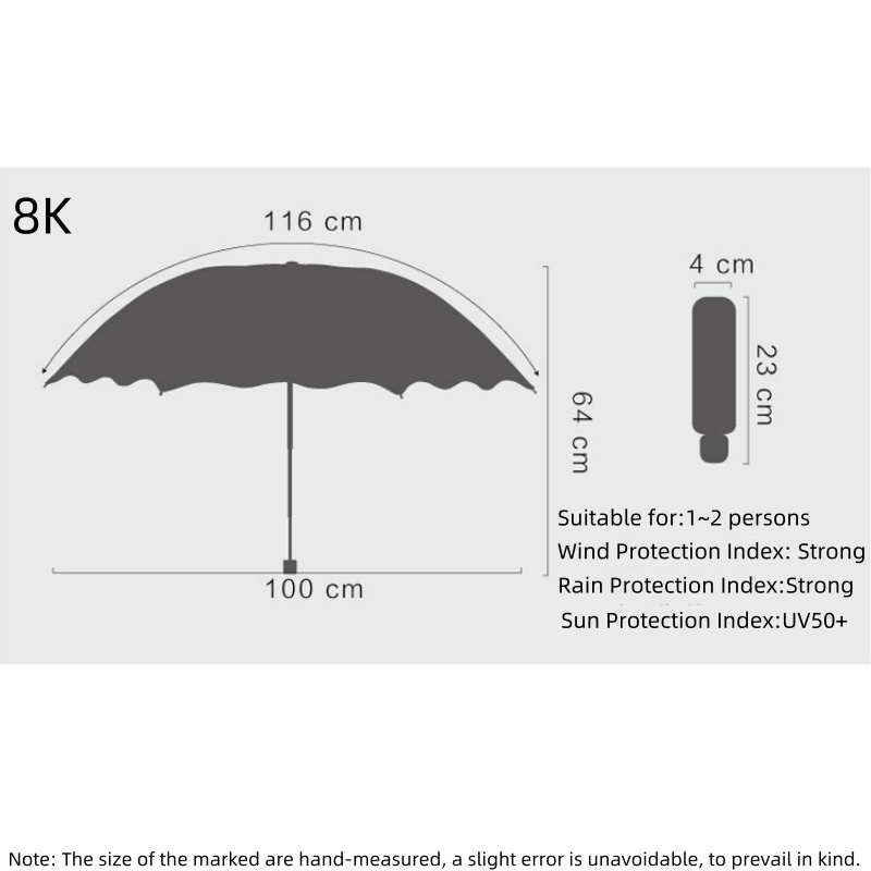 Outdoor Durable Flower Pattern Triple Folding Umbrella Manual Anti-Sun and Anti-UV Parasol for Business Gifts