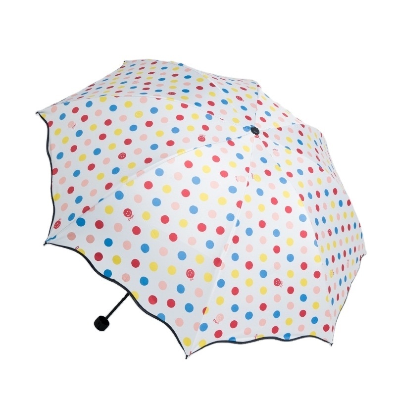 Outdoor Durable Flower Pattern Triple Folding Umbrella Manual Anti-Sun and Anti-UV Parasol for Business Gifts