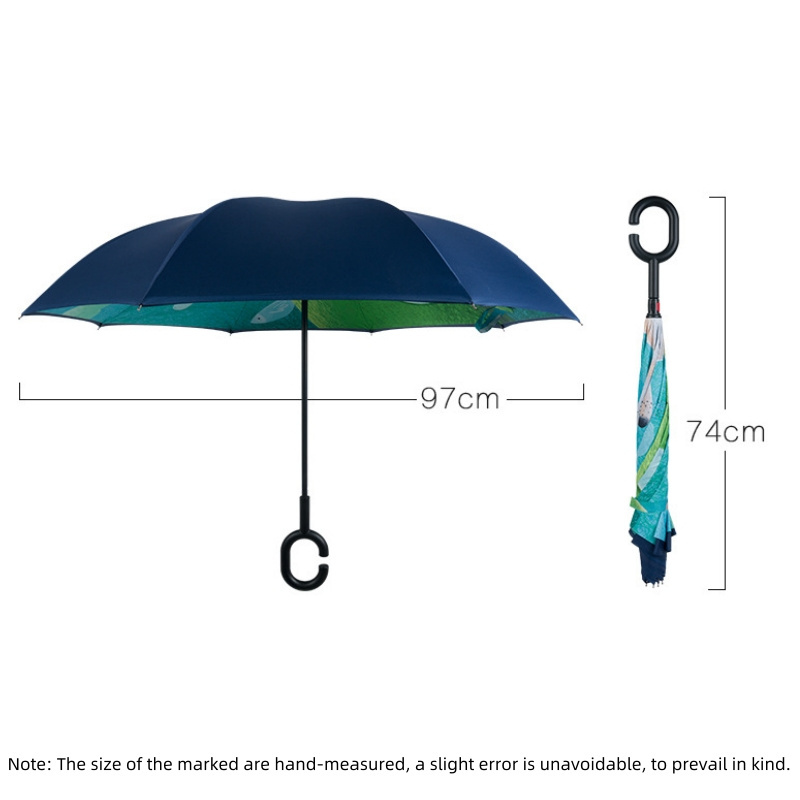 Kinder Cartoon Umbrella with Custom Logo Safe Manual Control for Children Smart Reverse Upside-down Polyester inside C Handle