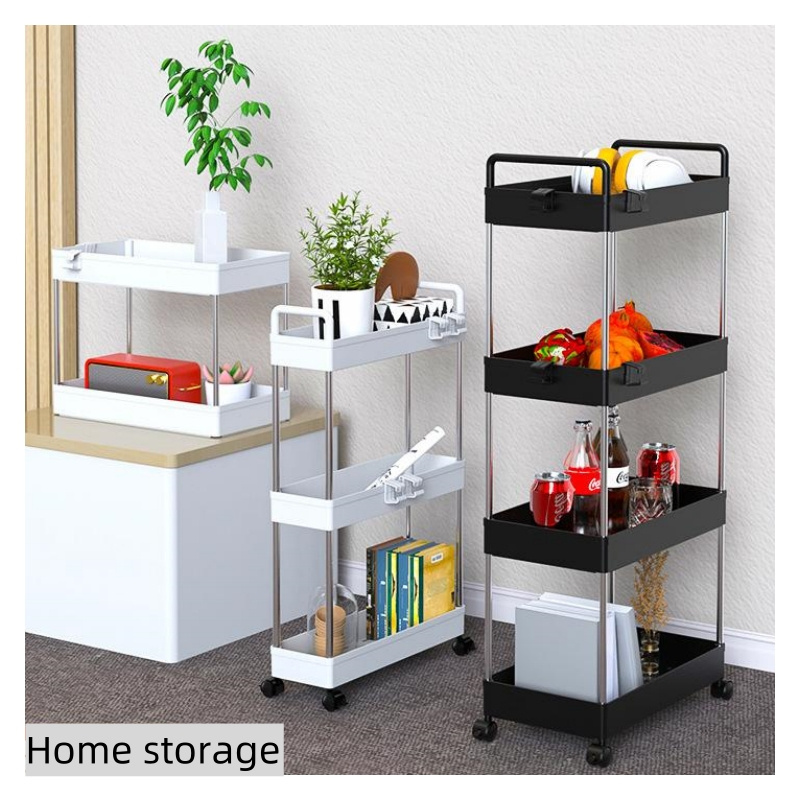 Large Capacity Freestanding Metal Wire Kitchen Shelf Rack Black/White 2/3/4-Shelf Storage with Wheels Storage Holders & Racks