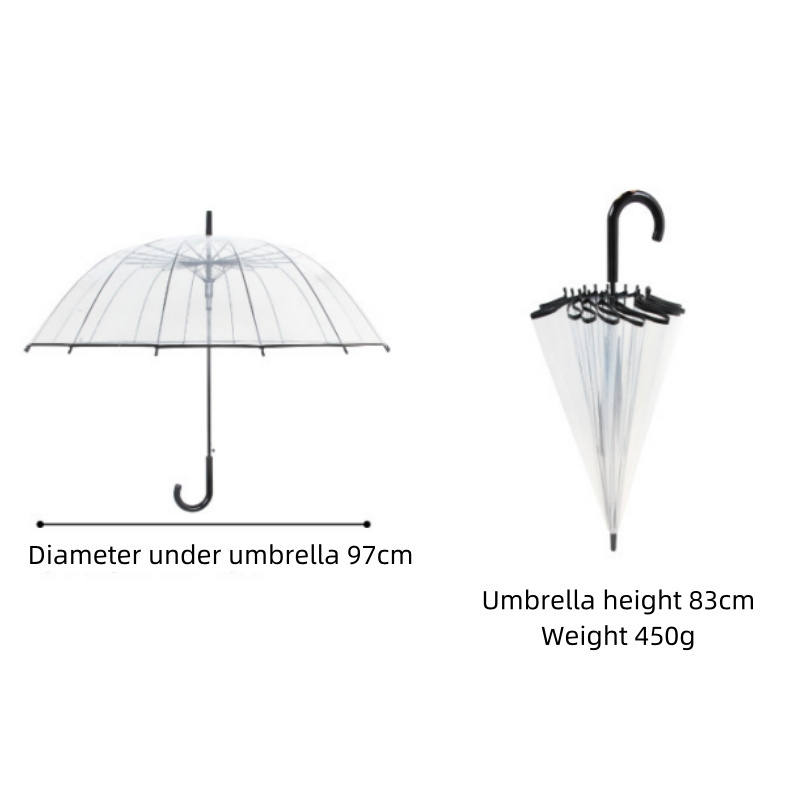 Customized Logo Transparent Automatic Adult Umbrella with Long Handle Modern Stretch Rod Popular Travel Umbrella in Stock