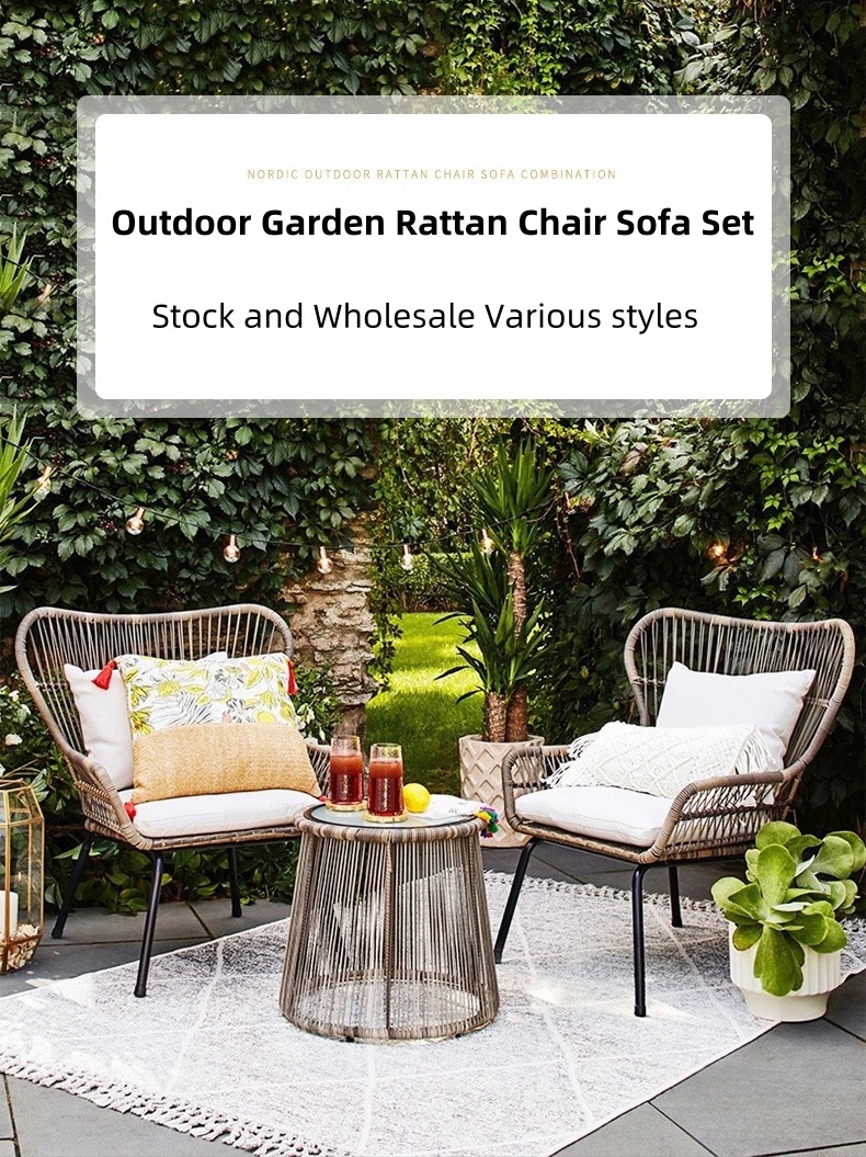 Outdoor Garden Furniture Rattan Coffee table set For Shop Set Wicker Chair Chairs Dining Tables With 2 Persons Sets