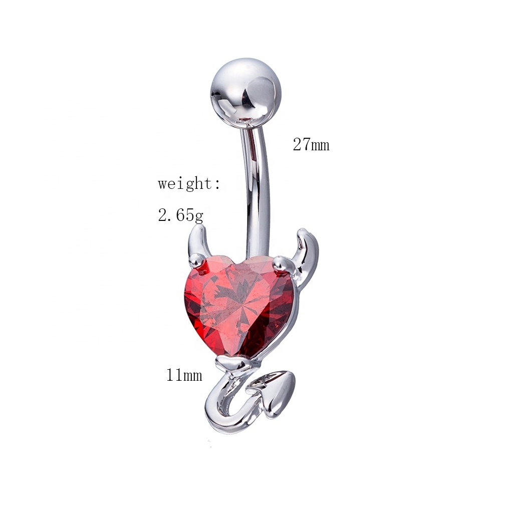 Heart Navel Belly Button Rings Red  Belly Piercing Stainless Steel Body Jewelry Women Gift