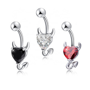 Heart Navel Belly Button Rings Red  Belly Piercing Stainless Steel Body Jewelry Women Gift