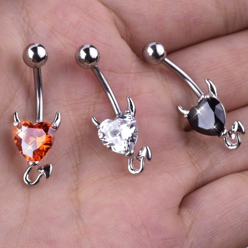 Heart Navel Belly Button Rings Red  Belly Piercing Stainless Steel Body Jewelry Women Gift