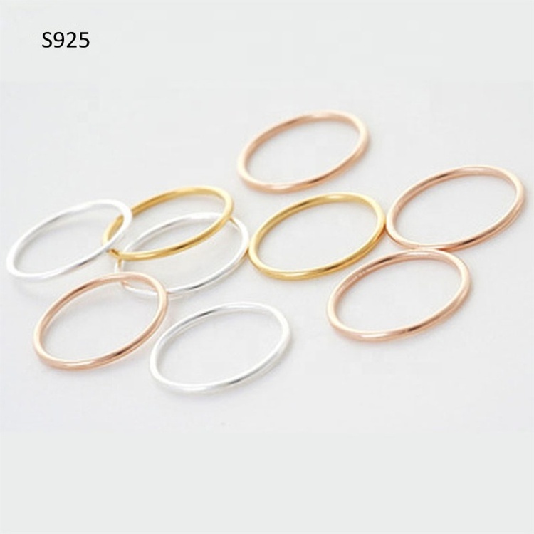 925 Sterling Silver Rings for Women Jewelry Gold  Round blank Finger Ring Party jewellery