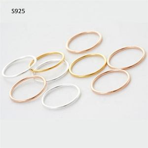 925 Sterling Silver Rings for Women Jewelry Gold  Round blank Finger Ring Party jewellery