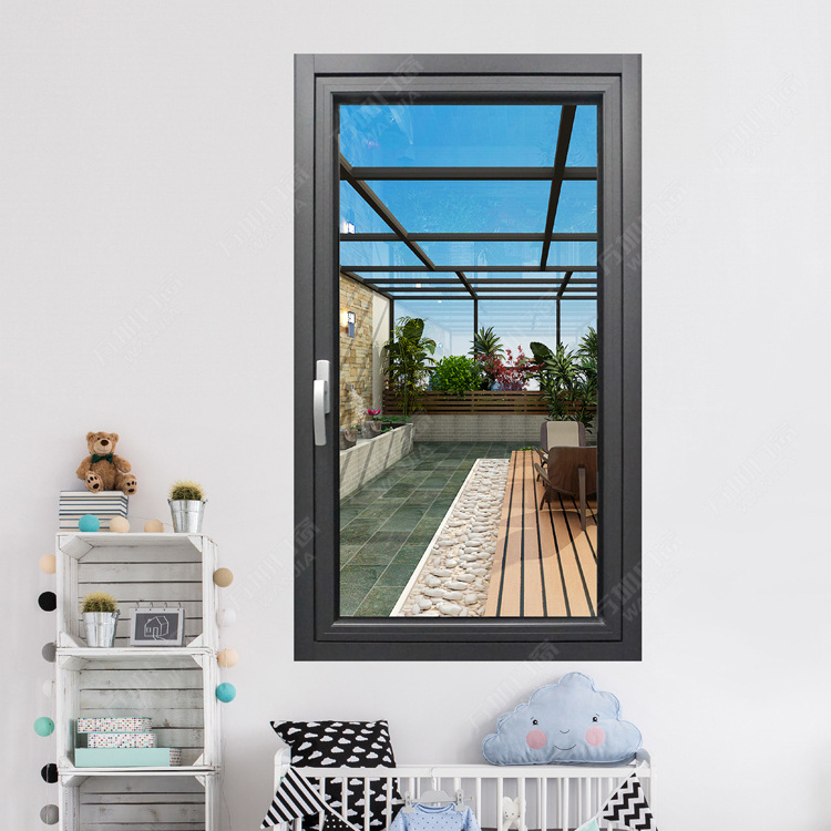 WANJIA modern aluminum thermal break double glass windows casement window