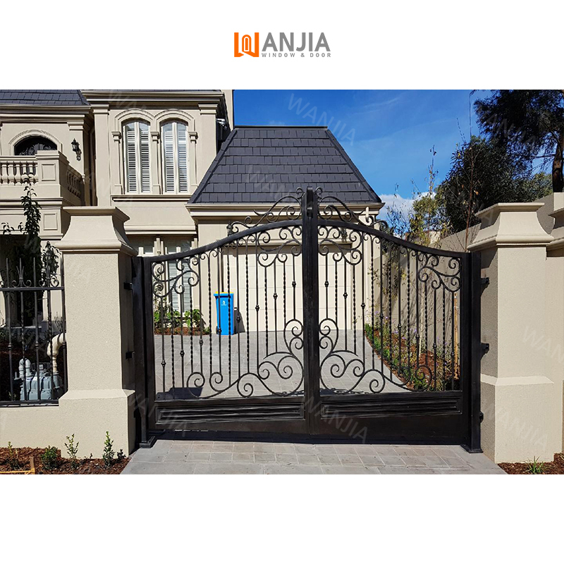 WANJIA residential supplier luxury design wrought iron driveway entrance iron gate iron main gate