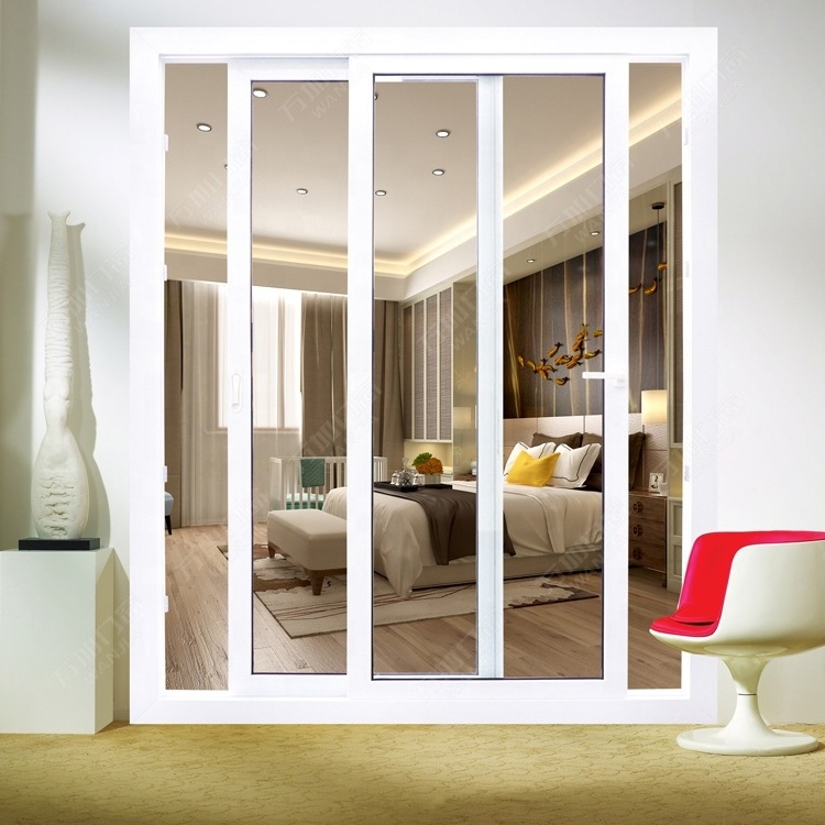 WANJIA upvc/ pvc/ plastic frosted glass sliding door sliding door for bathrooms price bangladesh