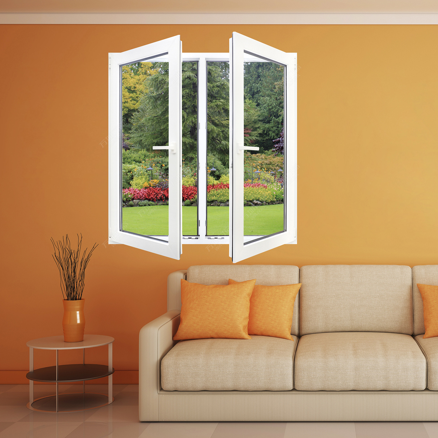 Popular french design vinyl double glazed windows waterproof plastic upvc casement window french pvc casement window