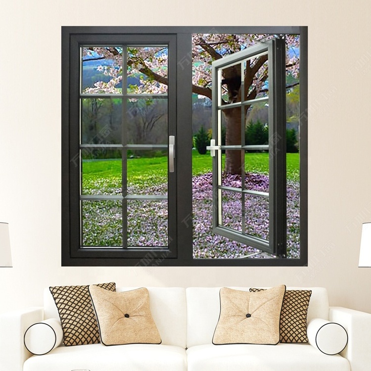 WANJIA modern aluminum thermal break double glass windows casement window