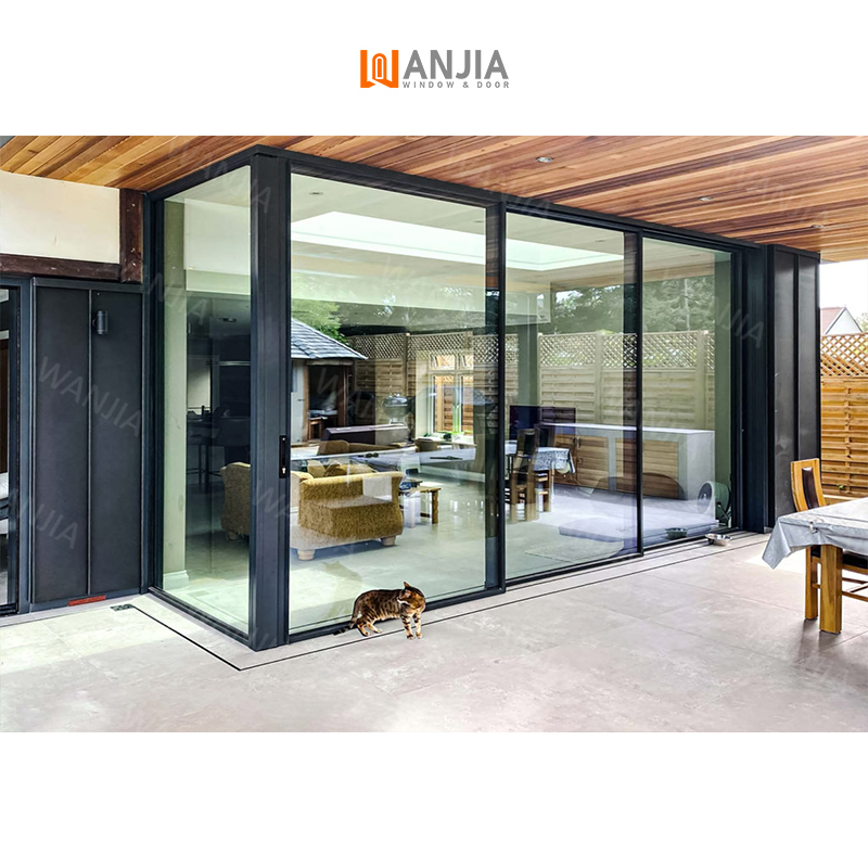 WANJIA factory wholesale rated aluminum sliding glass doors aluminium glass patio doors exterior patio sliding doors