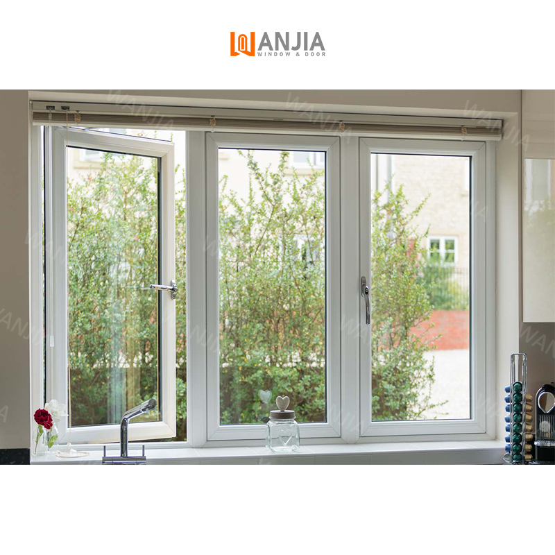 Popular french design vinyl double glazed windows waterproof plastic upvc casement window french pvc casement window