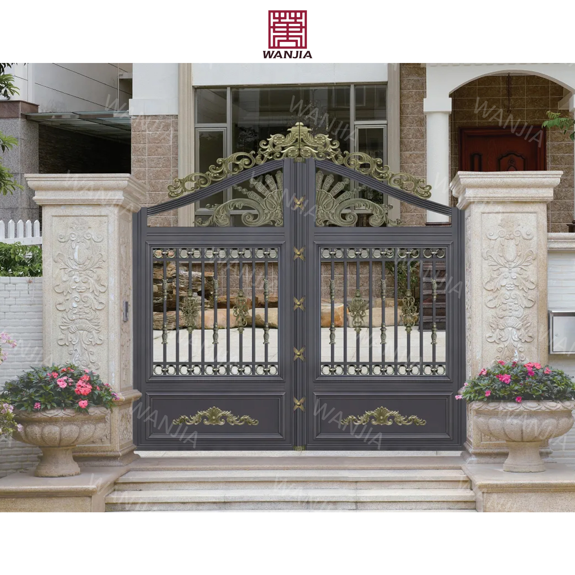 Main Doorr Iron Gate Design Outdoor Metal Gate Driveway Metal Main Door Exterior Entrance Gate Wrought Iron Door For Home