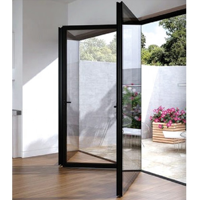 WANJIA Top rated patio exterior glass door thermal break aluminum bifold patio doors double glazed accordion folding door