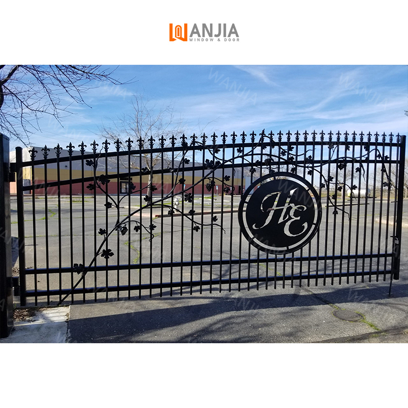 WANJIA residential supplier luxury design wrought iron driveway entrance iron gate iron main gate