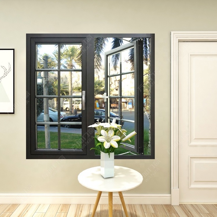 WANJIA modern aluminum thermal break double glass windows casement window