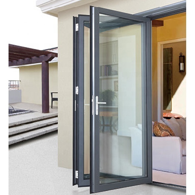 WANJIA Top rated patio exterior glass door thermal break aluminum bifold patio doors double glazed accordion folding door