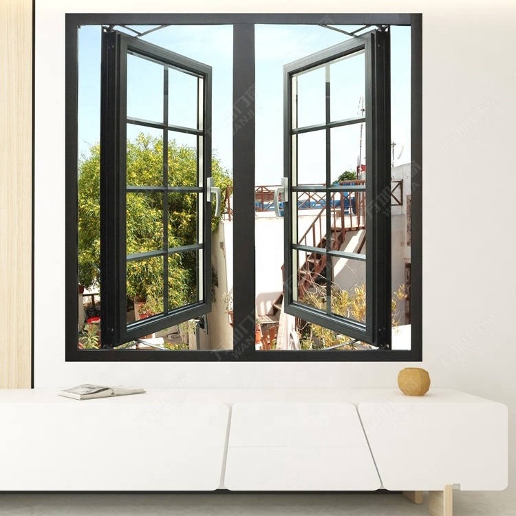 WANJIA modern aluminum thermal break double glass windows casement window