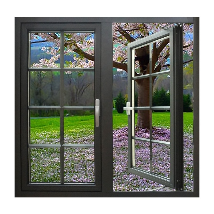 WANJIA modern aluminum thermal break double glass windows casement window