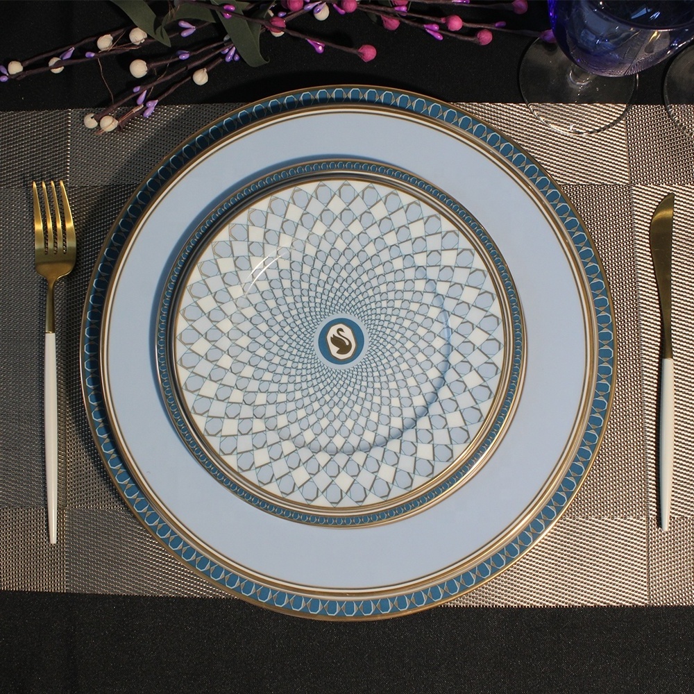 Luxury moroccan bulk elegant white wedding band white blue charger ceramic porcelain food and desert dinner side plate