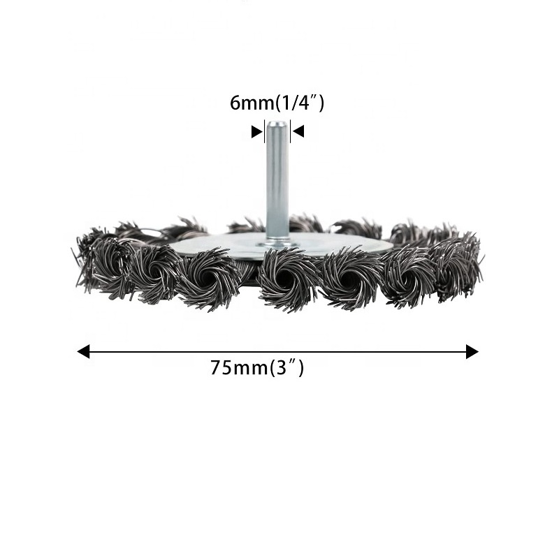 3 Inch Knotted Wire Twisted Wheel Brush for Polishing Cleaning Removing Paint Rust Corrosion