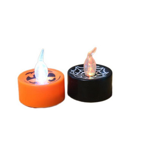 Led Tea Light Candle with Color Flash for Halloween Decoration Night Light Color Changing Emulation Glowing Pumpkin Lamp