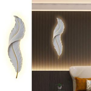 Modern Wall Mount Light  Dimmable Wall Sconce  White Feather Design LED Wall Lamp for Bedroom Living Room Hallway