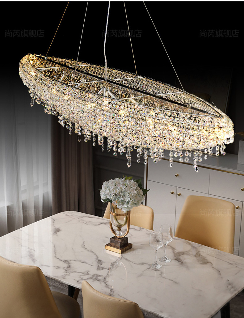 Factory wholesale post-modern K9 luxury crystal wedding chandelier island kitchen dining table hanging lights