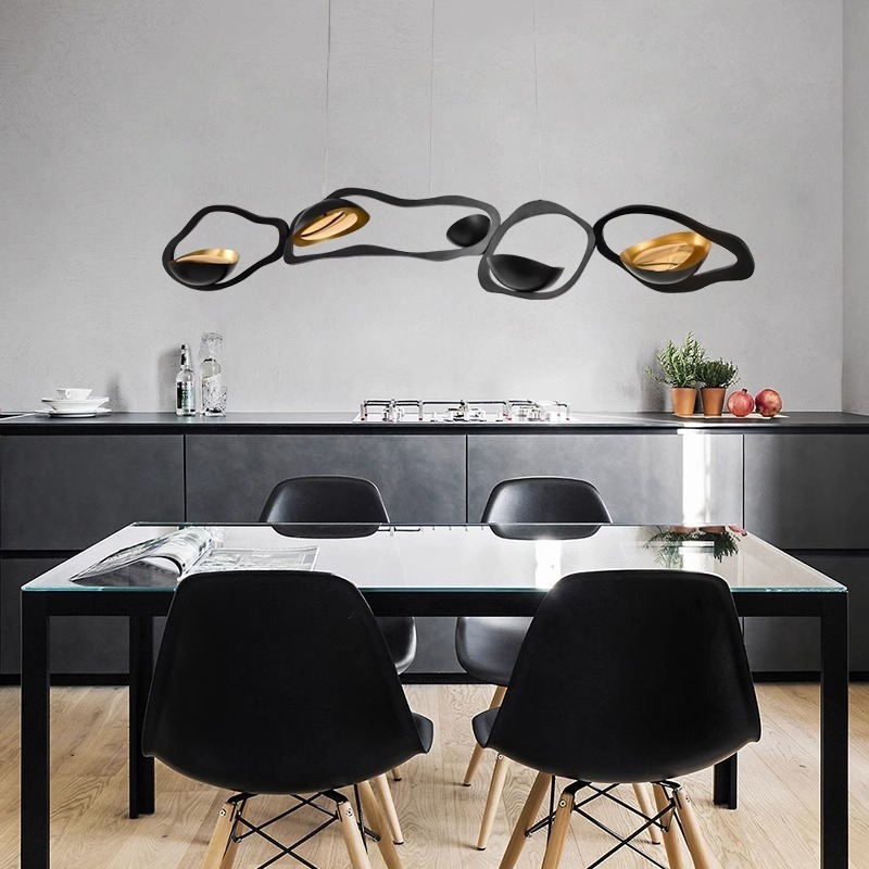 Modern Designer Art Chandelier Restaurant Bar Counter Nordic Led Irregular Strip Shaped Lighting Fixture