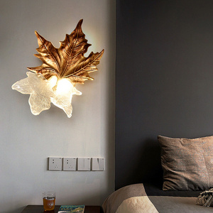 New designer maple leaf-shaped wall lamp glazed wall light for bedside bedroom wall fixture